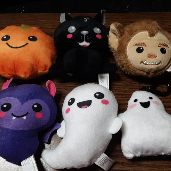 Oriental Trading Other - Halloween Mini Plush Toy Bundle Lot Werewolf Pumpkin Bat Ghost Backpack Clip